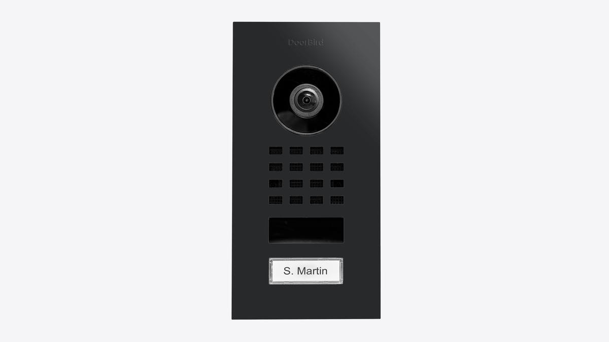 DoorBird D1101V IP Video Intercom, 1 Call Button, Flush-mount – Graphite black