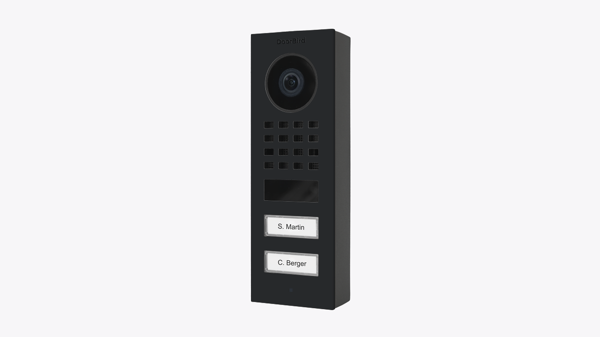 DoorBird D1102V IP Video Intercom, 2 Call Buttons, Surface-mount – Graphite black