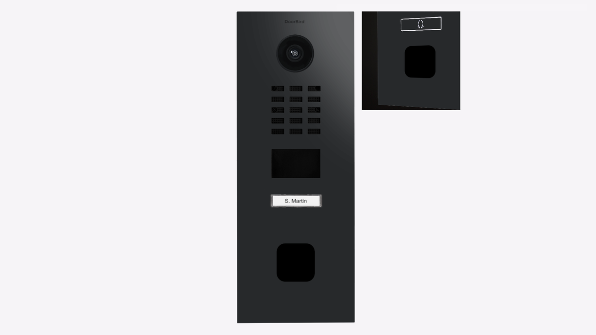 DoorBird D2201FV EKEY sLine IP Video Intercom, 1 Call Button, for ekey sLine Fingerprint Reader – Graphite black