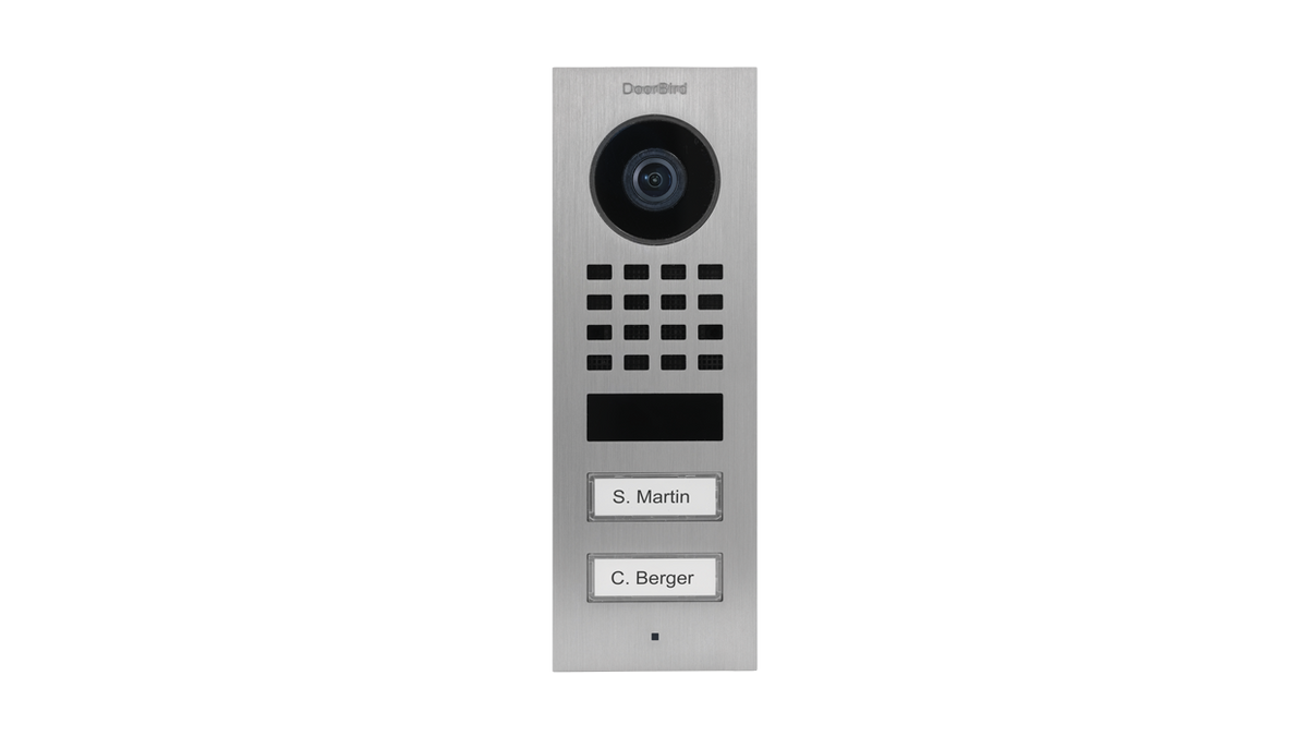 DoorBird D1102V IP Video Intercom, 2 Call Buttons, Surface-mount