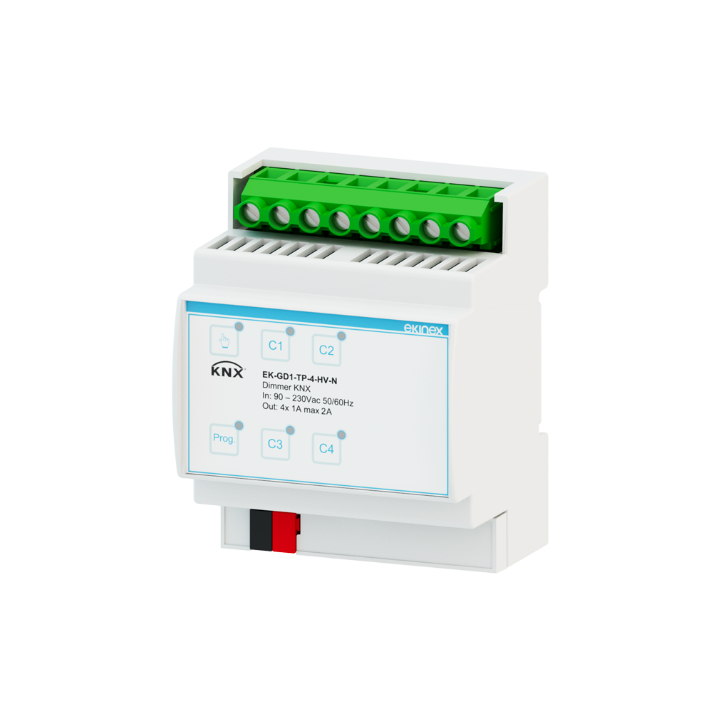 KNX dimmer 90-230V~50/60Hz 4 channels with common neutral - Ekinex