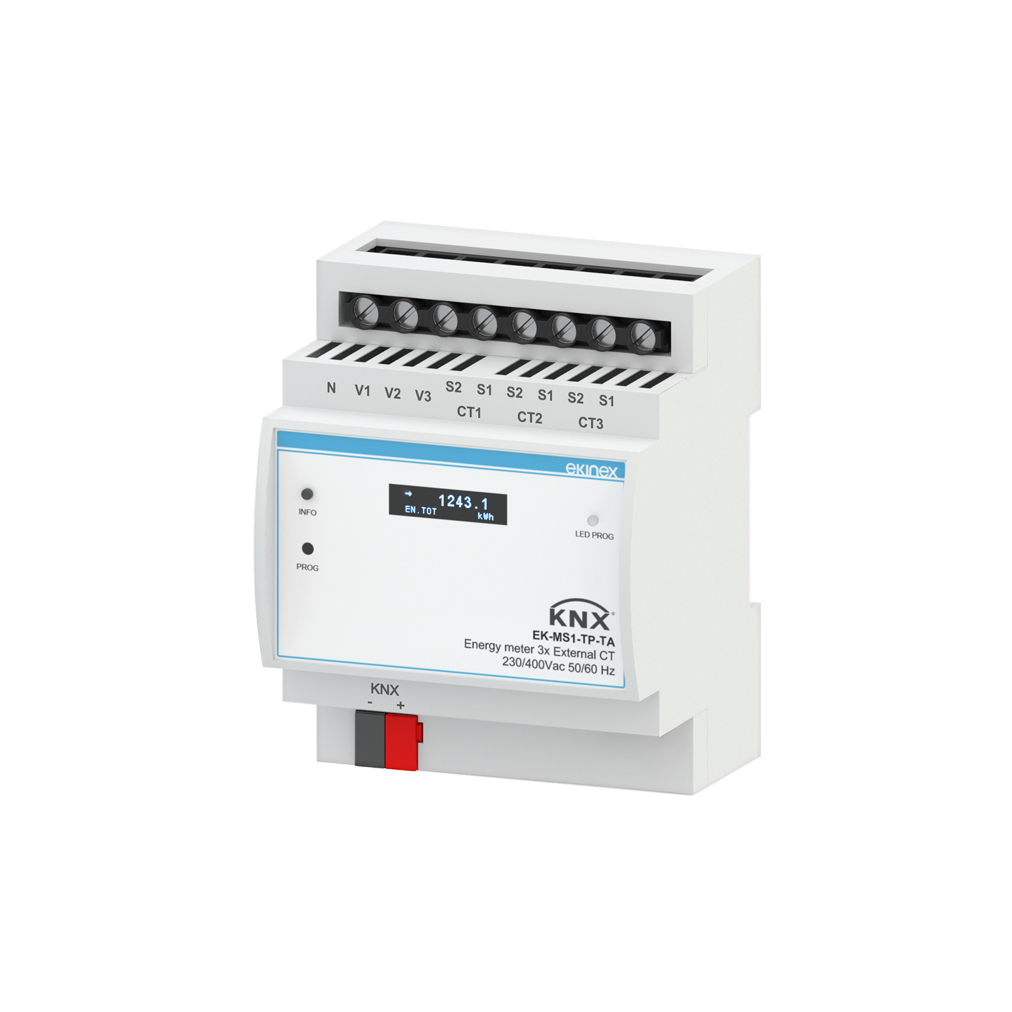 KNX three-phase secondary electricity meter for ext. TAs - Ekinex