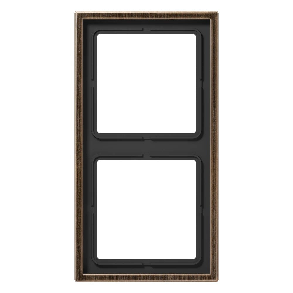 JUNG LS 990 metal frame, 2-gang, antique brass