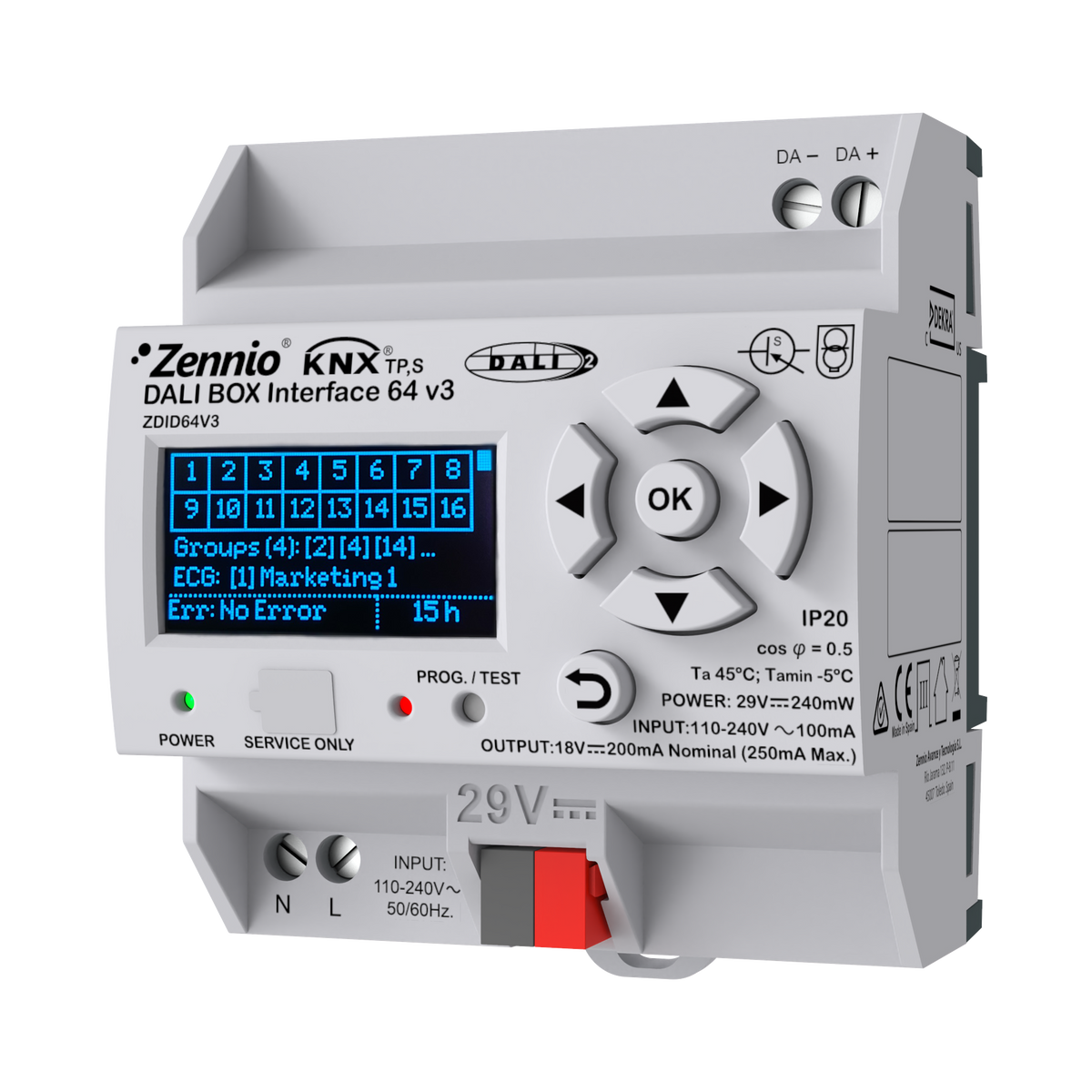 DALI BOX Interface 64 v3: KNX-DALI Interface for up to 64 ballasts per channel - 1 channel by Zennio