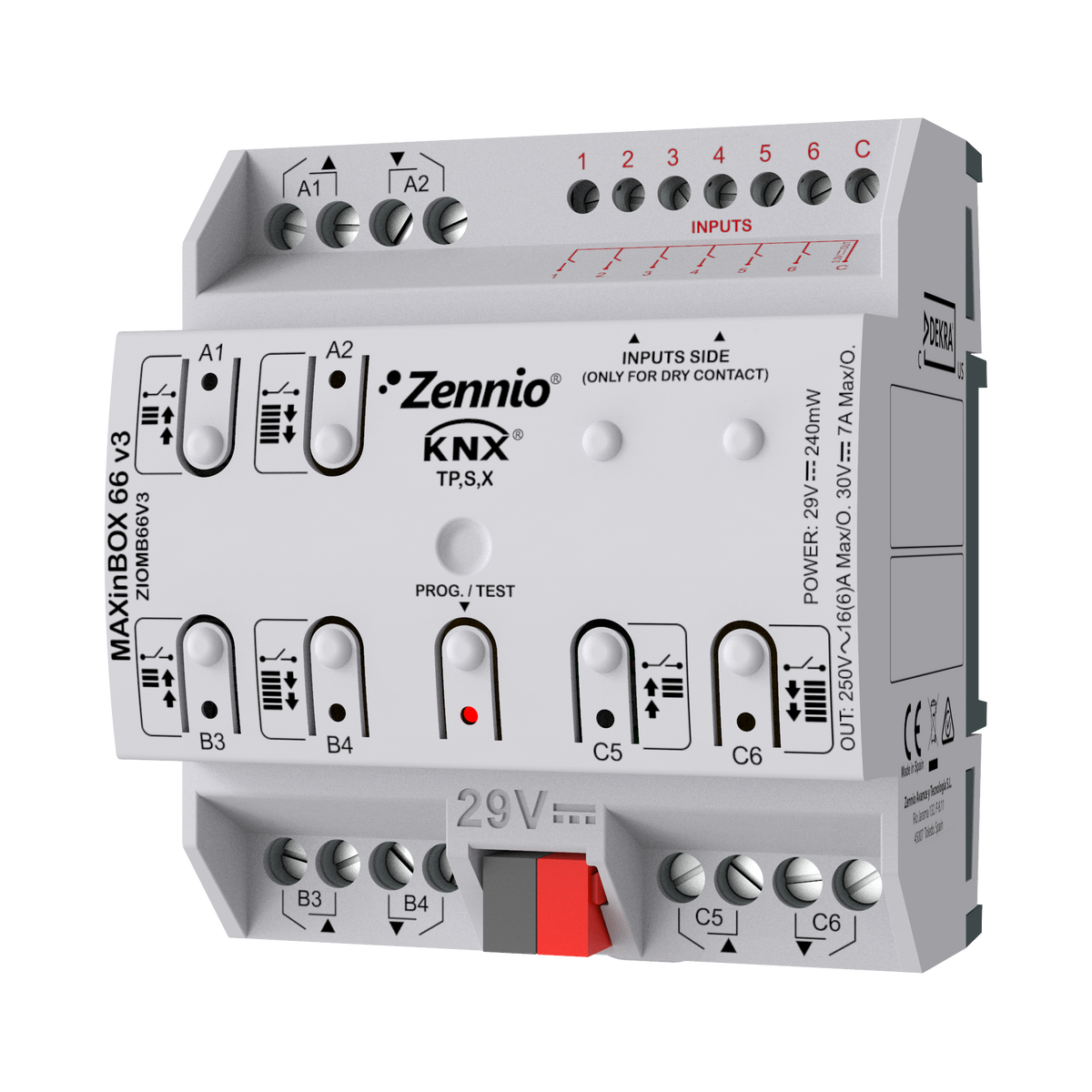 MAXinBOX 66 v3. KNX multifunction actuator with KNX Secure - 6 outputs 16A / 6 inputs A/D by Zennio