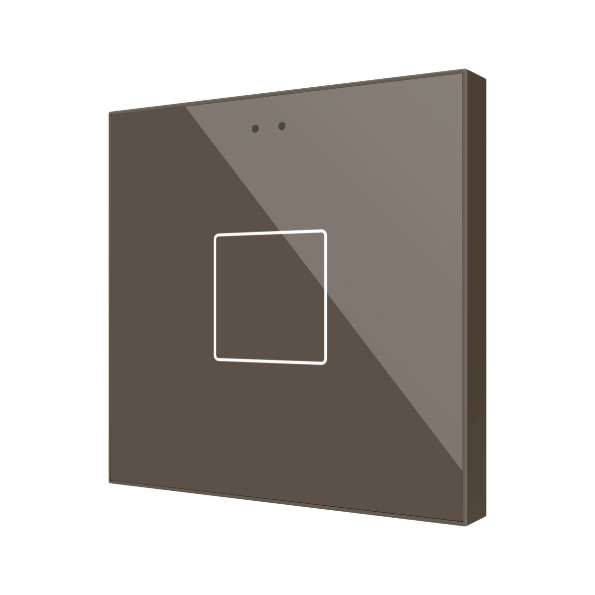 Flat RGB 1. Glass capacitive push button - 1 button - Mocha by Zennio