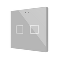 Flat RGB 2. Glass capacitive push button - 2 buttons - Silver by Zennio
