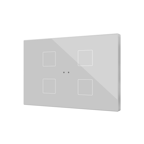 Flat XL X4. Glass capacitive push button - 4 buttons - Silver by Zennio