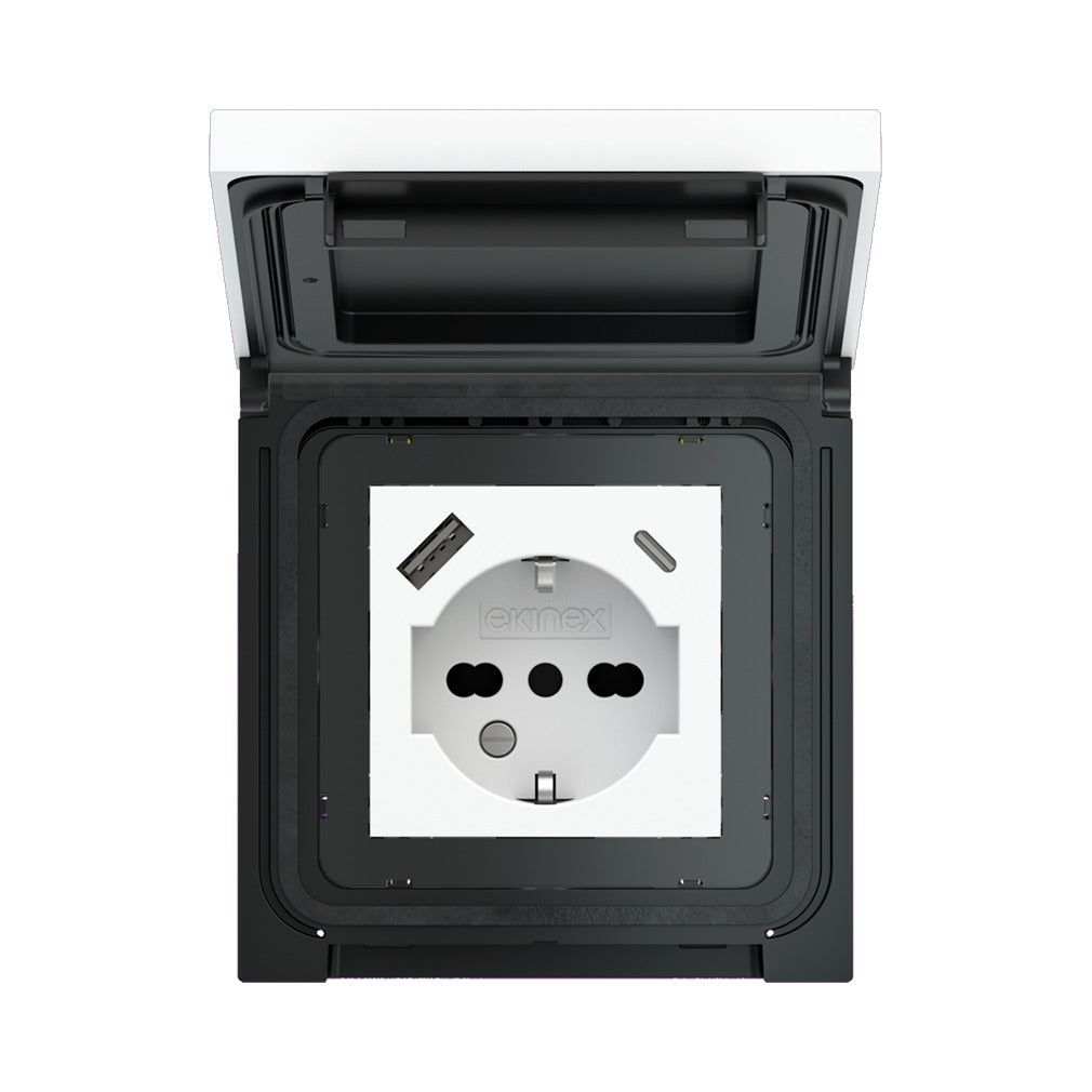 Ekinex IP65 waterproof cover for sockets and pushbuttons EK-AWC-IP-B