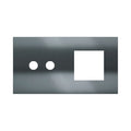 Ekinex Proxima 2-fold magnetic plate for 2-rocker pushbutton + 45x45 window EK-P2A-2P – Black Metal