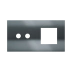 Ekinex Proxima 2-fold magnetic plate for 2-rocker pushbutton + 45x45 window EK-P2A-2P – Black Metal