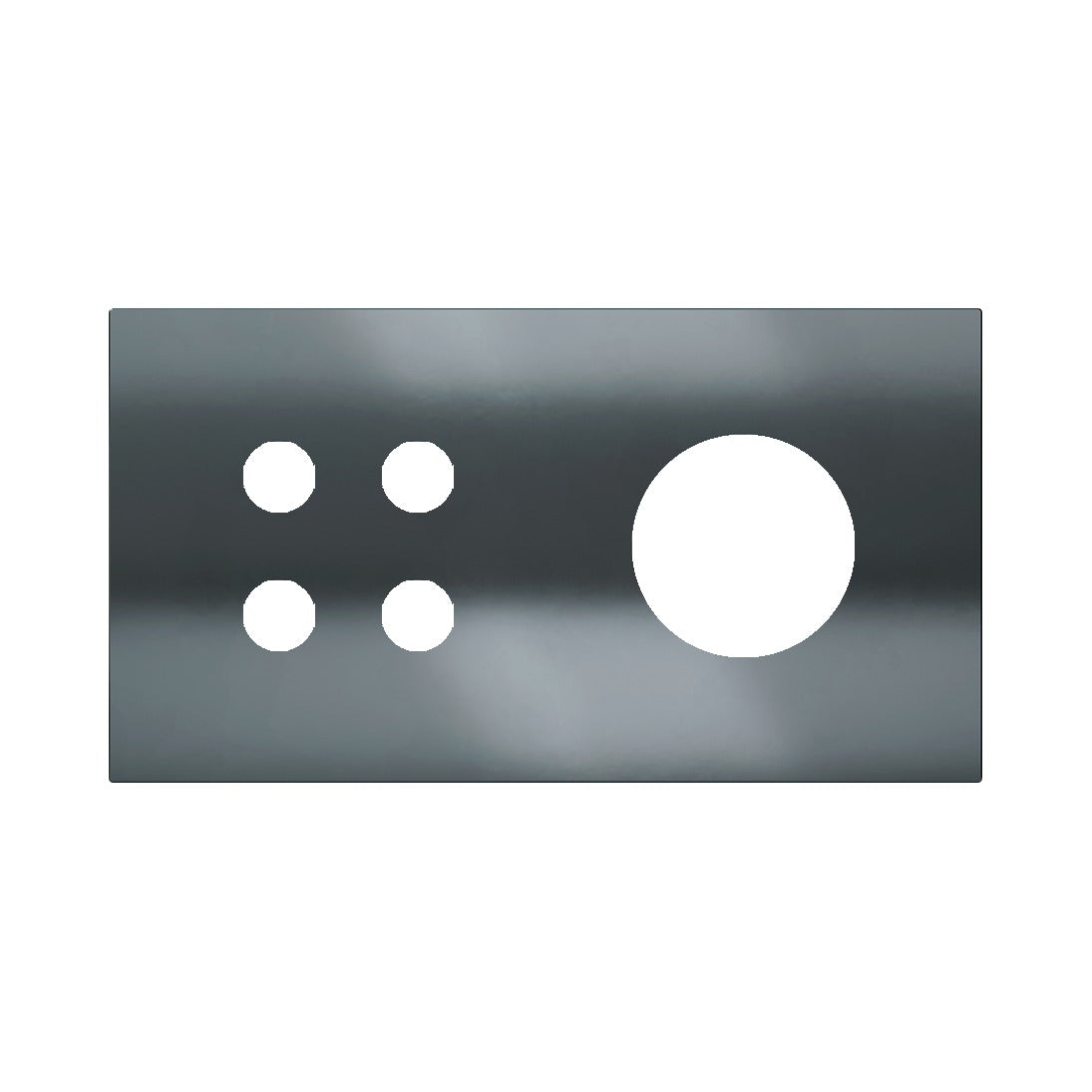 Ekinex Proxima 2-fold magnetic plate for 4-rocker pushbutton + Schuko/FR/IL socket EK-P2A-4T – Black Metal