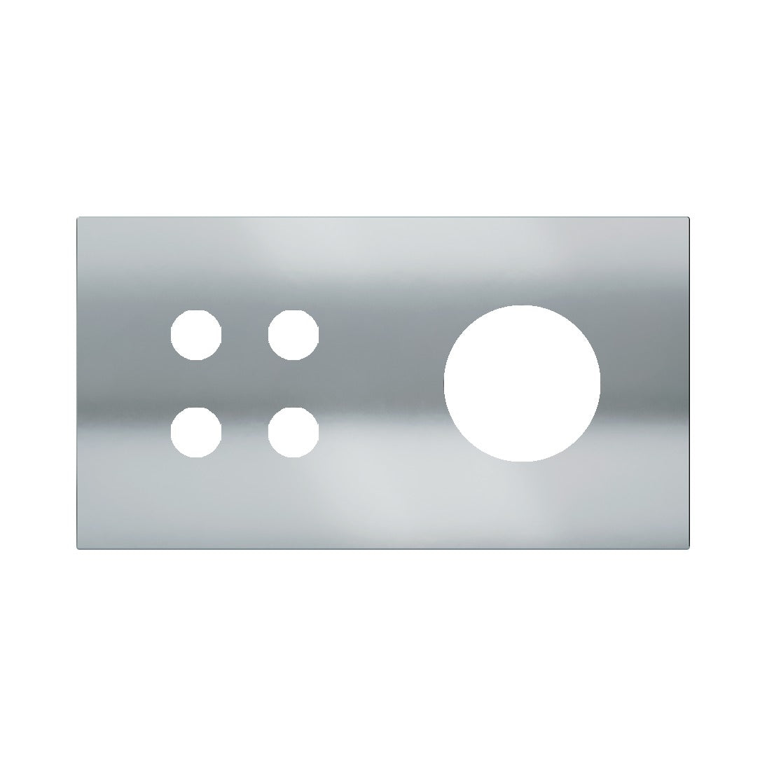 Ekinex Proxima 2-fold magnetic plate for 4-rocker pushbutton + Schuko/FR/IL socket EK-P2A-4T – Chrome