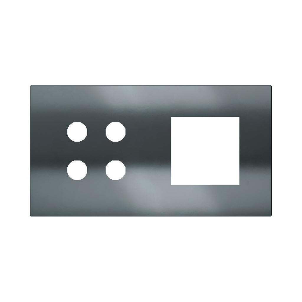 Ekinex Proxima 2-fold magnetic plate for 4-rocker pushbutton + 45x45 window EK-P2A-4P – Black Metal