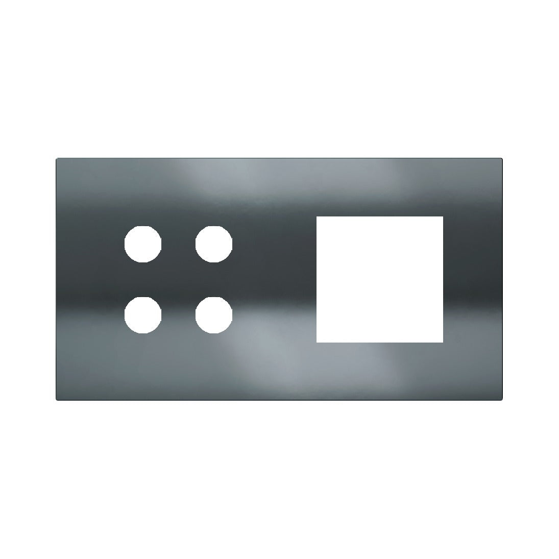 Ekinex Proxima 2-fold magnetic plate for 4-rocker pushbutton + 45x45 window EK-P2A-4P – Black Metal